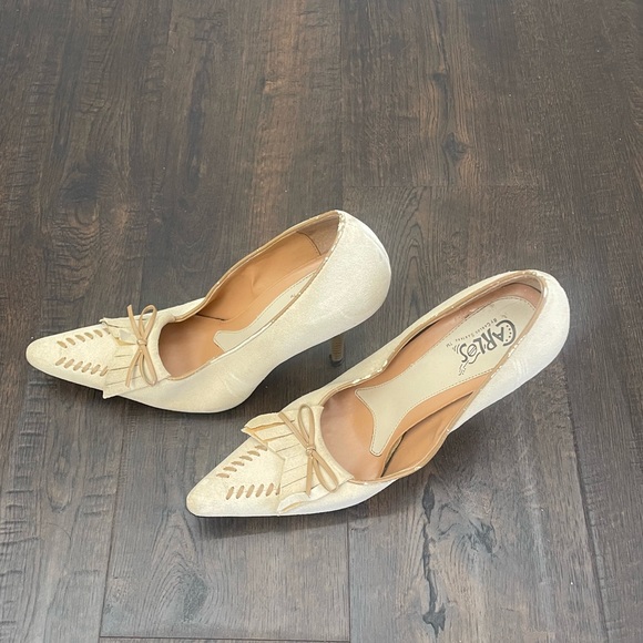 Carlos by Carlos Santana Heels Womens 7 cream Tan Brown Leather pumps shoe sexy - Picture 4 of 6